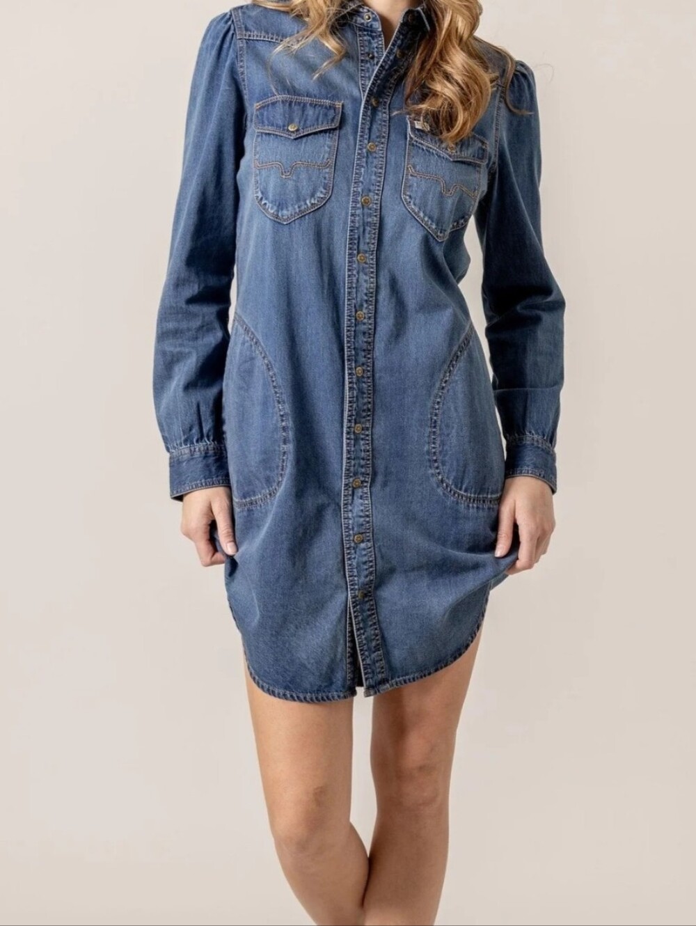 Kimes Ranch Classic Denim Shirt Dress - Blue